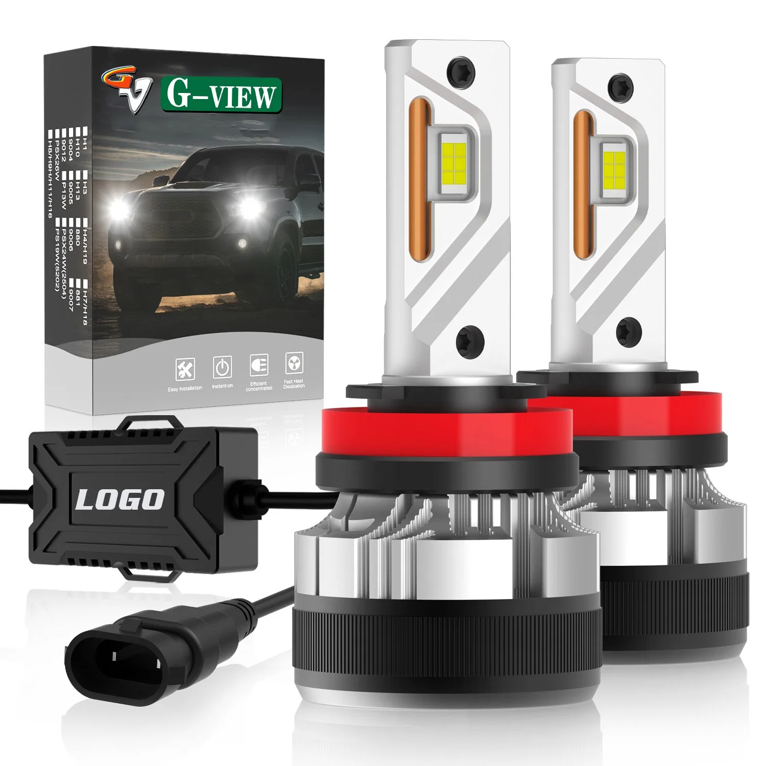 G-View G12W mit Lüfter LED Auto Scheinwerfer Faro Bombillo 130W 30000Lumens H4 9003 LED-Scheinwerfer-Glühlampen