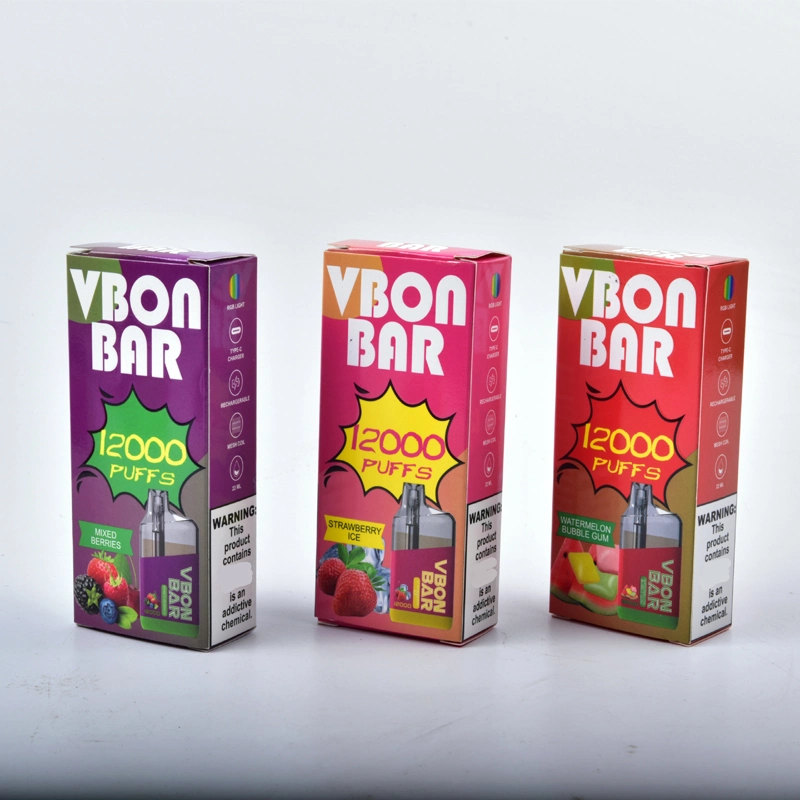 Vbon Bar transparente Vapes 22ml jugo 12000 Puffs recargable 12K Puff Wape