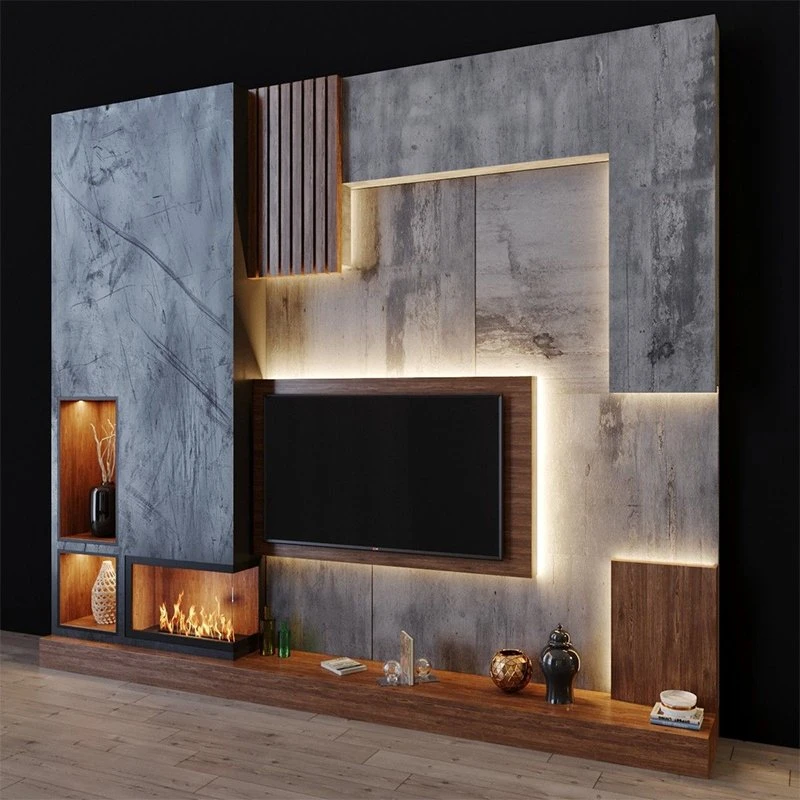 Modernes Haus schwimmende Holzdesigns Wandmontage LED Moderne Wand TV-Schrank Konsole Wohnzimmer Möbel
