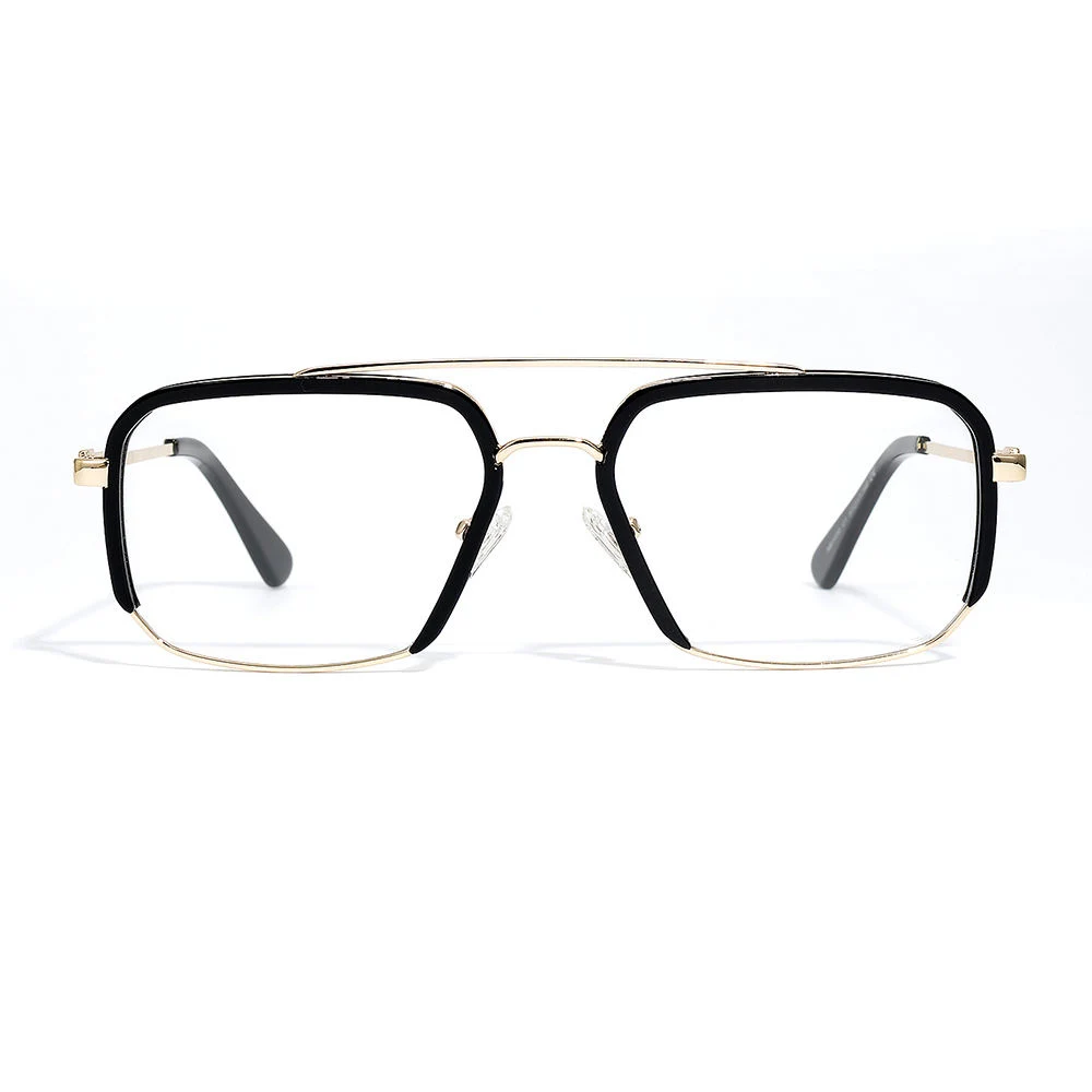 Yeetian YETO-206 Metal Square Eyeglasses Frames Aviation Double Bridge Optical Glasses with Bio Acetate for Pilot