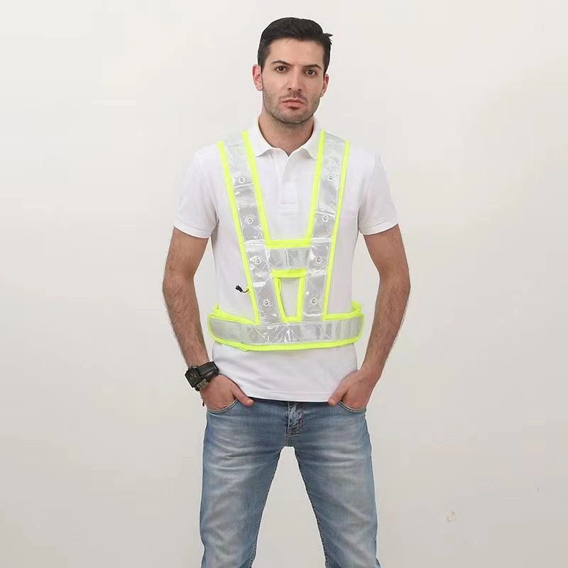 Green Safety LED Reflective USB Rechargeable Harness Vest Body Strap Belt for Outdoor Running Jogging Cycling Sport