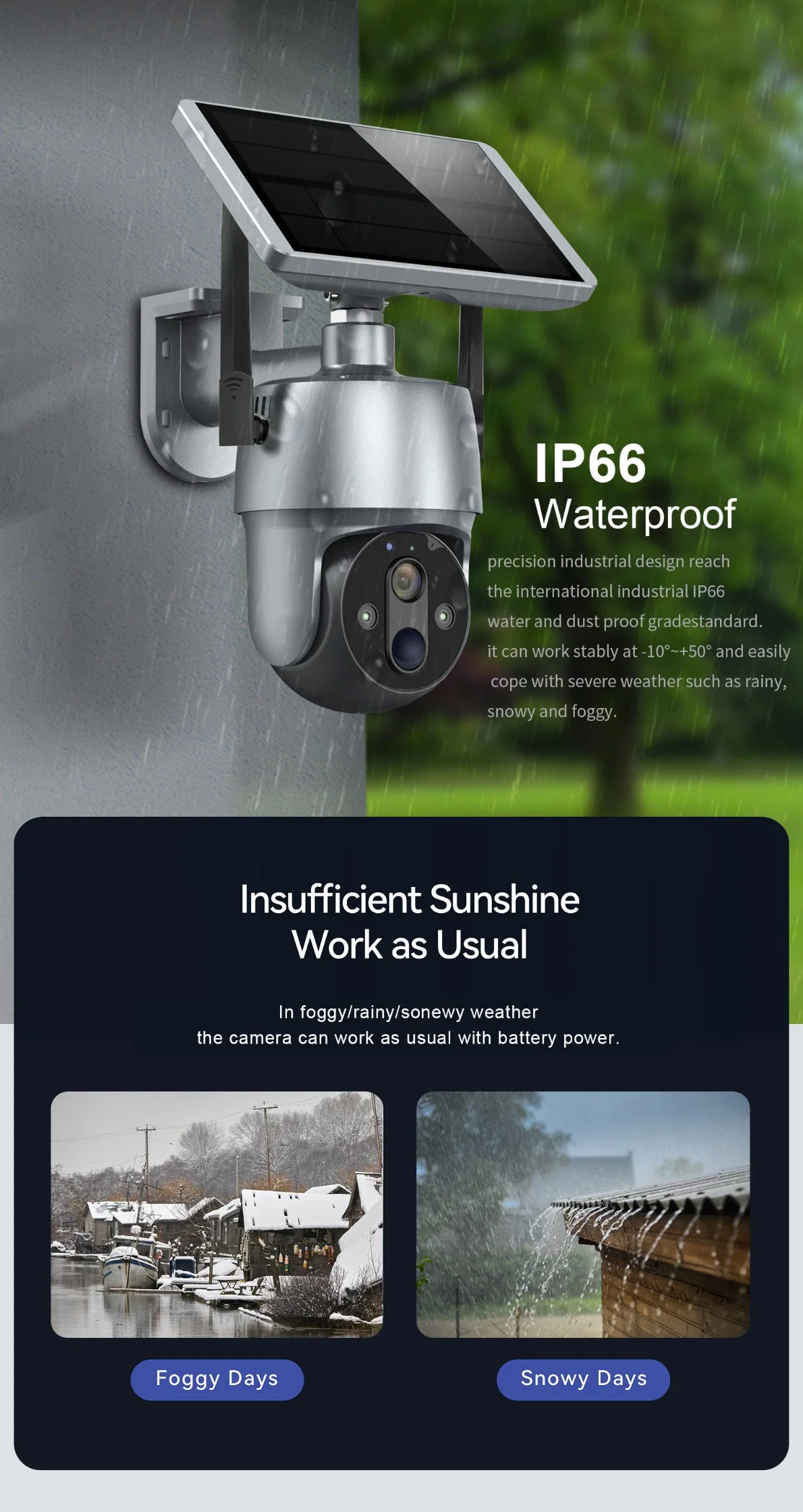 2022 Newest 8MP Solar Security Outdoor WiFi Camera Waterproof Rechargeable Wireless Battery Powered 4K PTZ Camera with PIR Color Night Vision