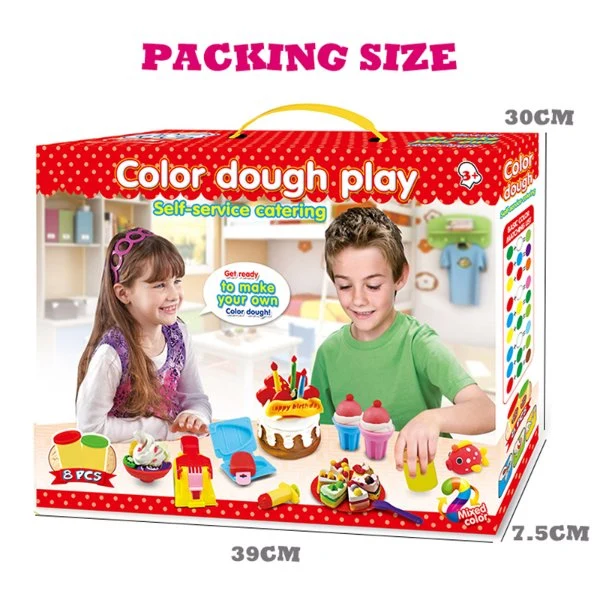 Preschool Kids Pretend Play Birthday Party Cake Making Clay Tool Set Deluxe Plasticine DIY Mold Kit Child Educational Dough Toys