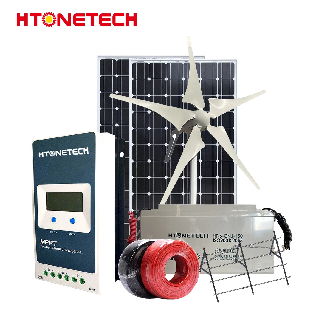 Htonetech Monocrystalline Solar Panels 450W sistema de Energía Solar 10K China Sistemas híbridos de viento y energía eléctrica solar 10KW con 1,5 Kilovatios aerogenerador