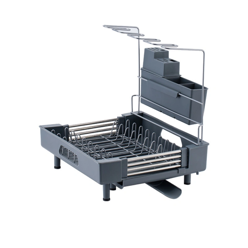 Drainer Set with Utensil Hooks Large Dish Racks Storage Holders & Racks with Drainage 2 Tier