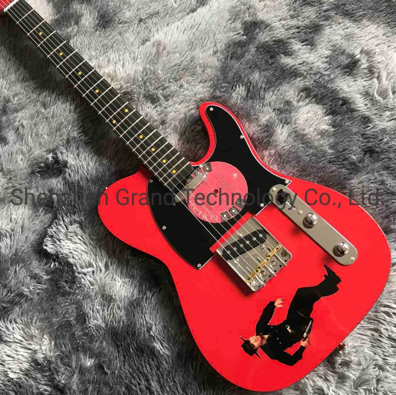 Custom Character Pattern Design Water Transfer Printing Electric Guitar in Red