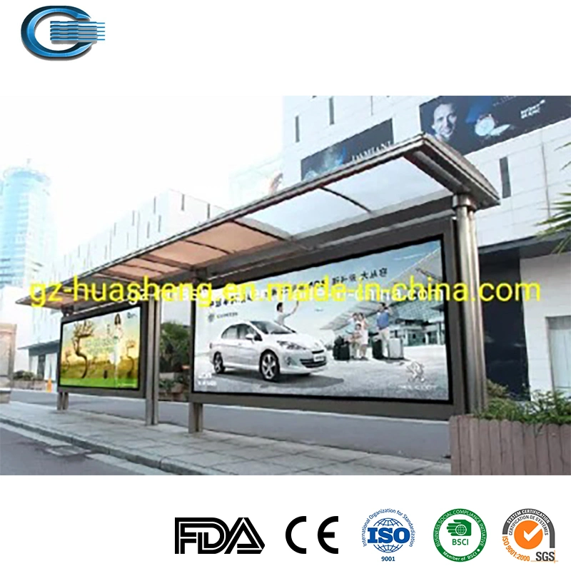 Huasheng Bus Stop Covers China Bus Station Shelter Suppliers Customized City Advertising Bus Stop Shelter