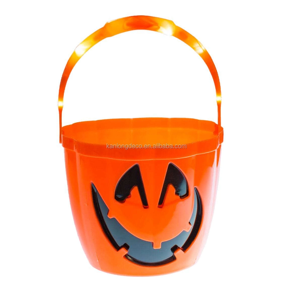 Venta caliente decoración Candy Light up Mango plástico Pumpkin LED Halloween Luz