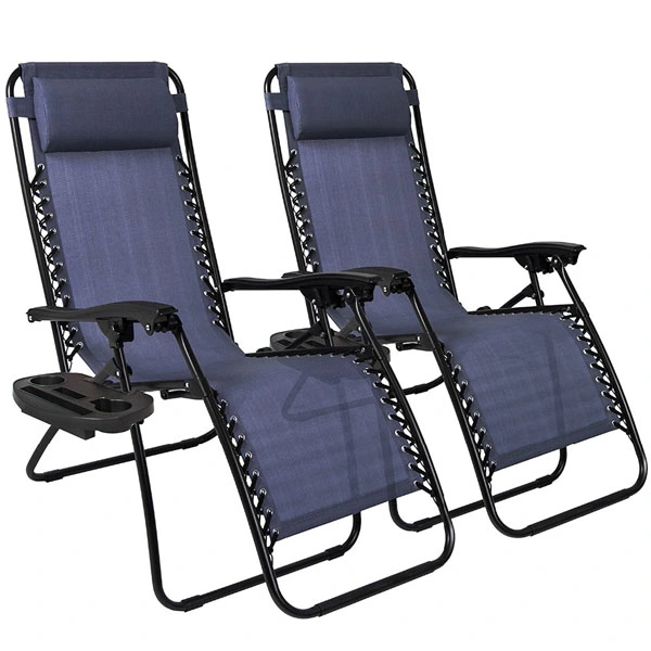 Tumbona portátil para playa, tumbona plegable para Patio, silla ergonómica de gravedad cero con portavasos