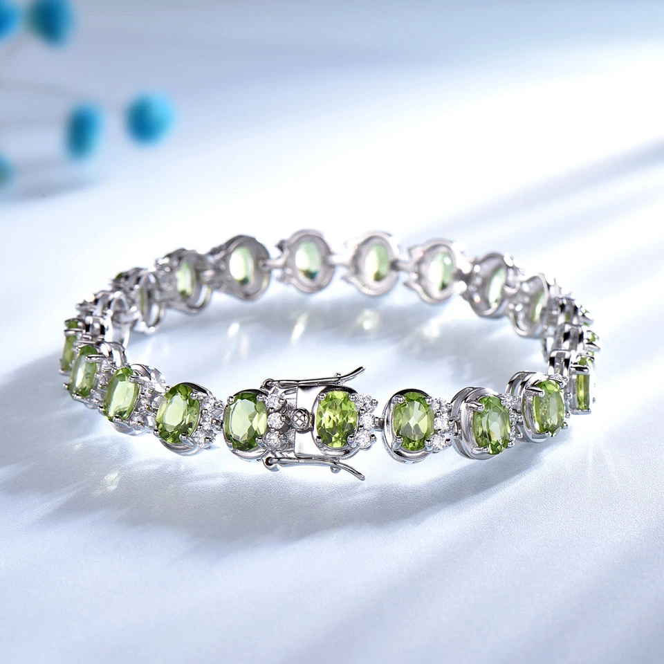 Luxury 18,9CT Pulseras Peridot Natural Joyería