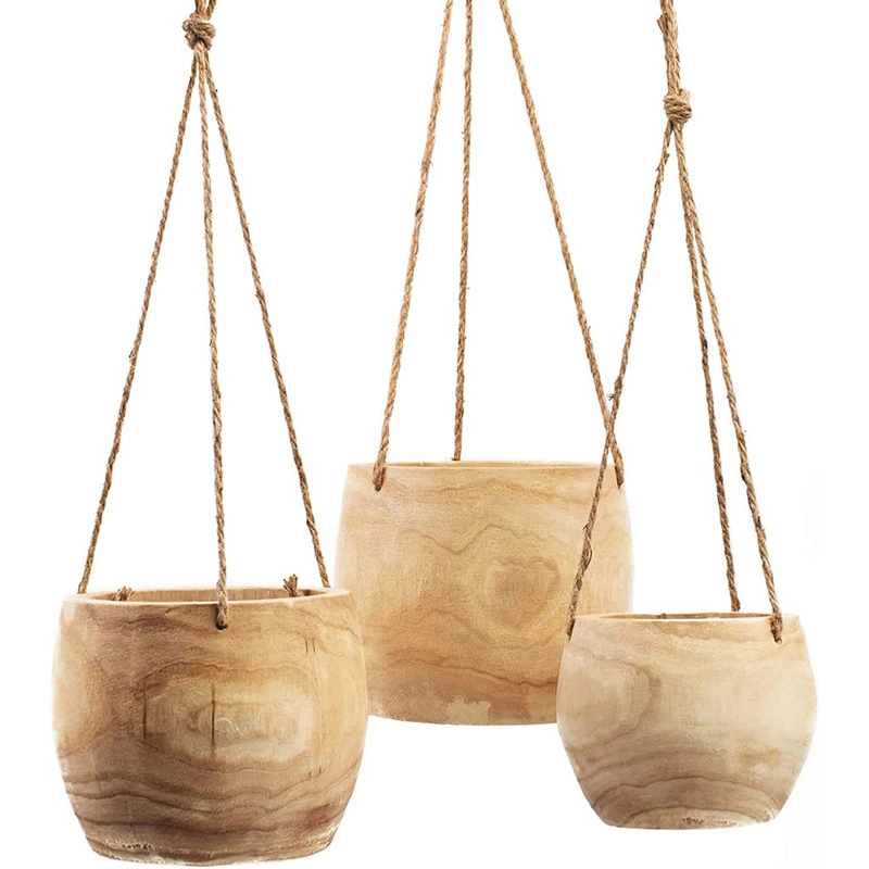 Wooden Hanging Planter Planter Pot for Indoor Plants Decorative Plant Pot Container