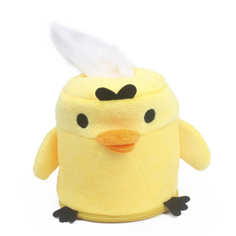 Custom Made Cute Yellow Chicken Design Soft Cover Plush Animal Tissue Box