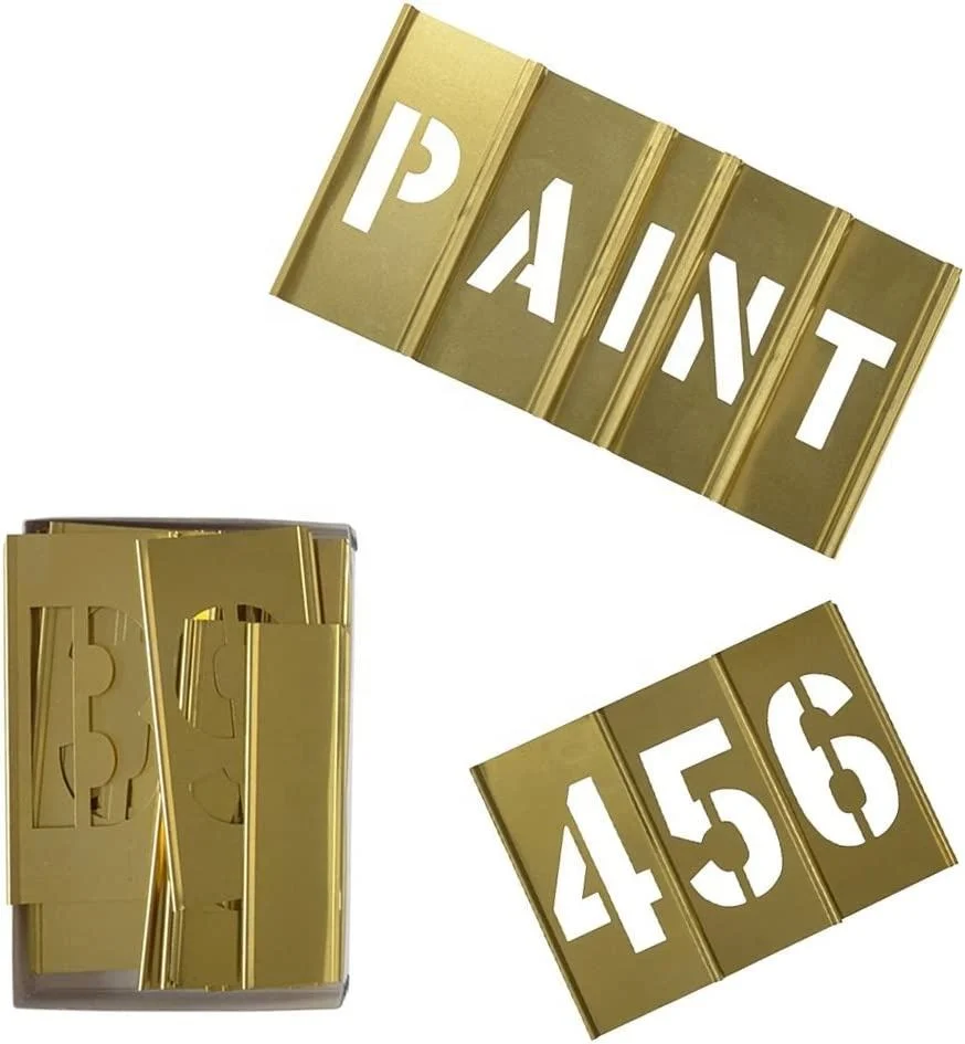 Hot Selling Wholesale Custom Shaped Letter and Number Interlocking Brass Stencil