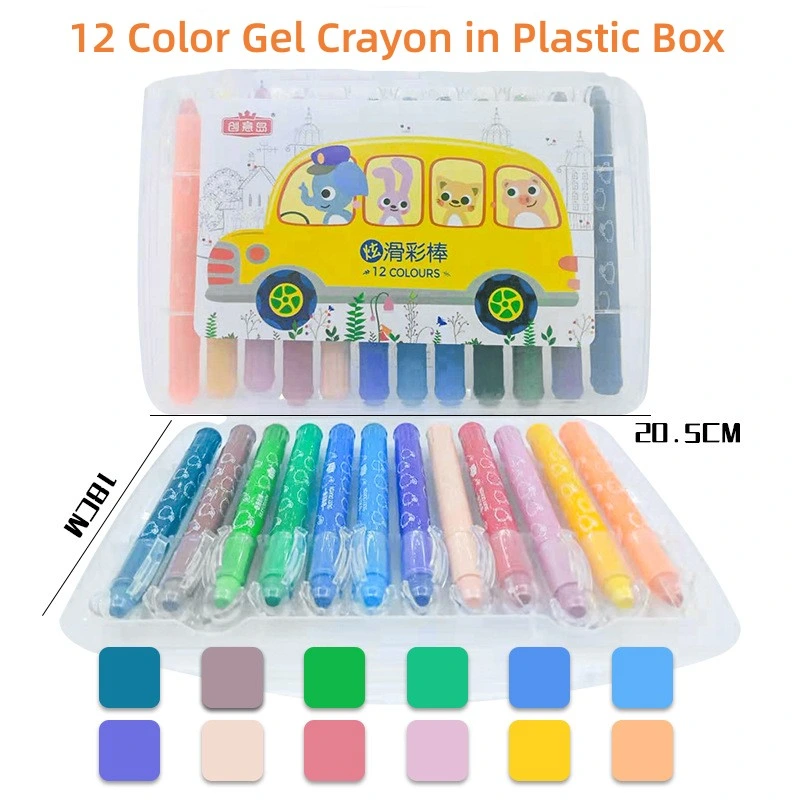 Gel de 24 colores lápices de colores para niños pequeños, Non-Toxic Twistable lápices de colores para los Niños Los niños la coloración, Crayon-Pastel-efecto Acuarela (Caja de plástico)