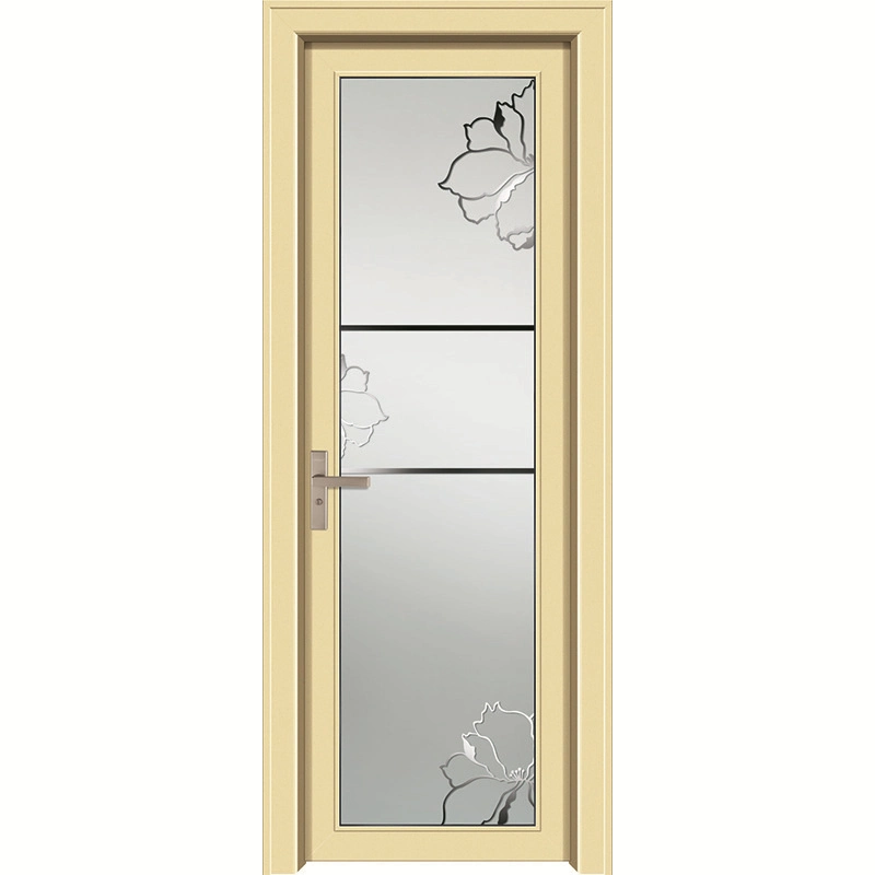 Waterproof and Soundproof Wooden Colored Aluminum Casement Interior Glass Doors Special for Bathroom/Kitchen/Toilet