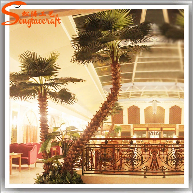 Market Decoration Fiberglass Artificial Autumn Palm Plants Tree