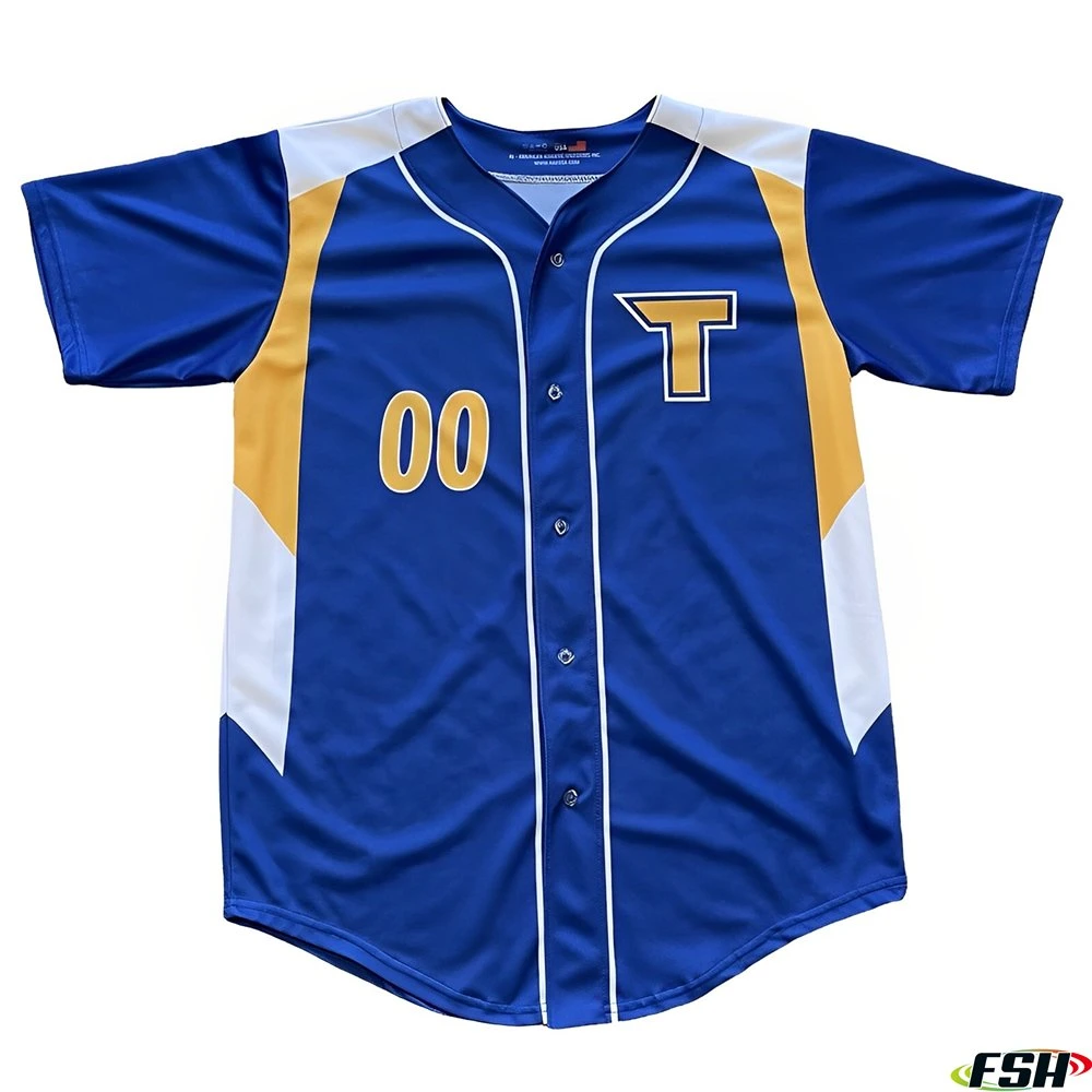 Full Button 100% Polyester Double Knitted Fabric Custom Baseball Uniforms Customizable Sublimation Baseball Jersey