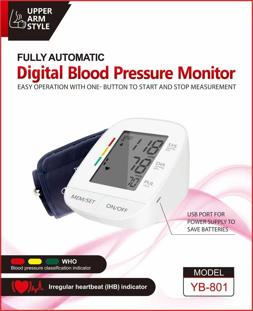 La FDA de tipo CE&amp;brazo ajustable de voz digital de manguito de presión arterial esfigmomanómetro Broadcast fabricante de monitores