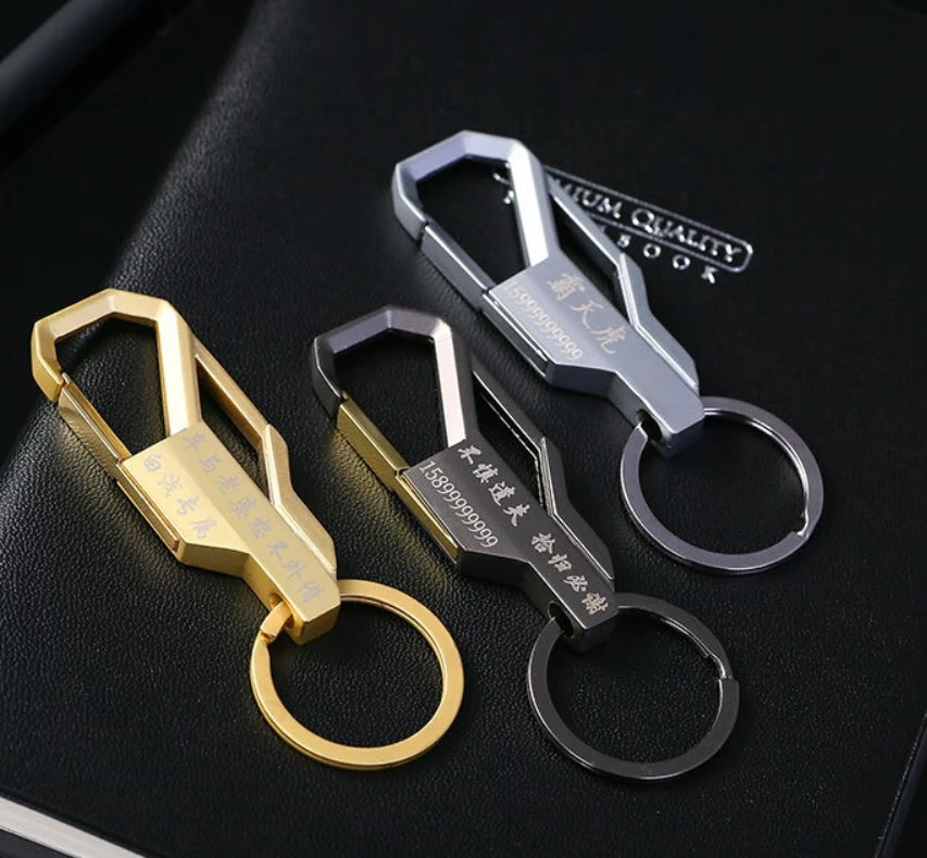 Custom Laser Logo Hombre y Señoras coche Metal Key Ring Cadena de llaves