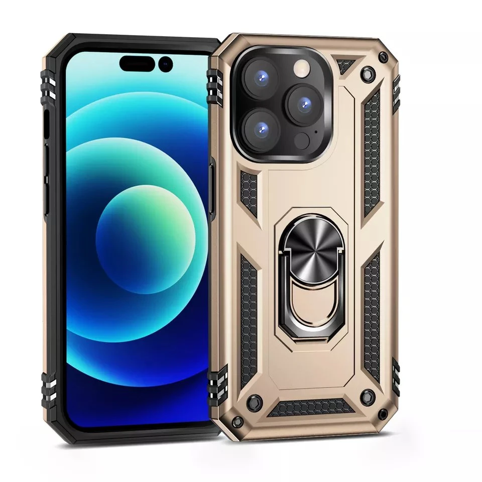 2-in-1 Armor Phone Case with Metal Ring Holder Portable Kickstand