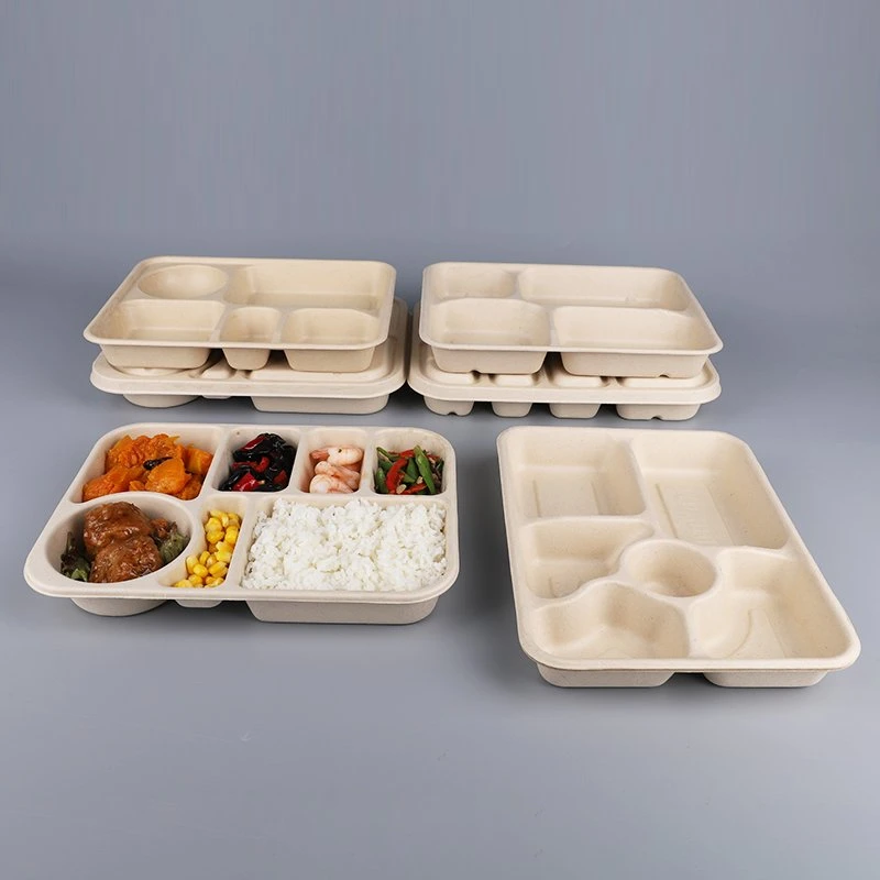 Bandeja desechable para llevar de 2 3 4 5 compartimentos Juego de recipientes para comida para llevar de una caja de comida rápida para llevar