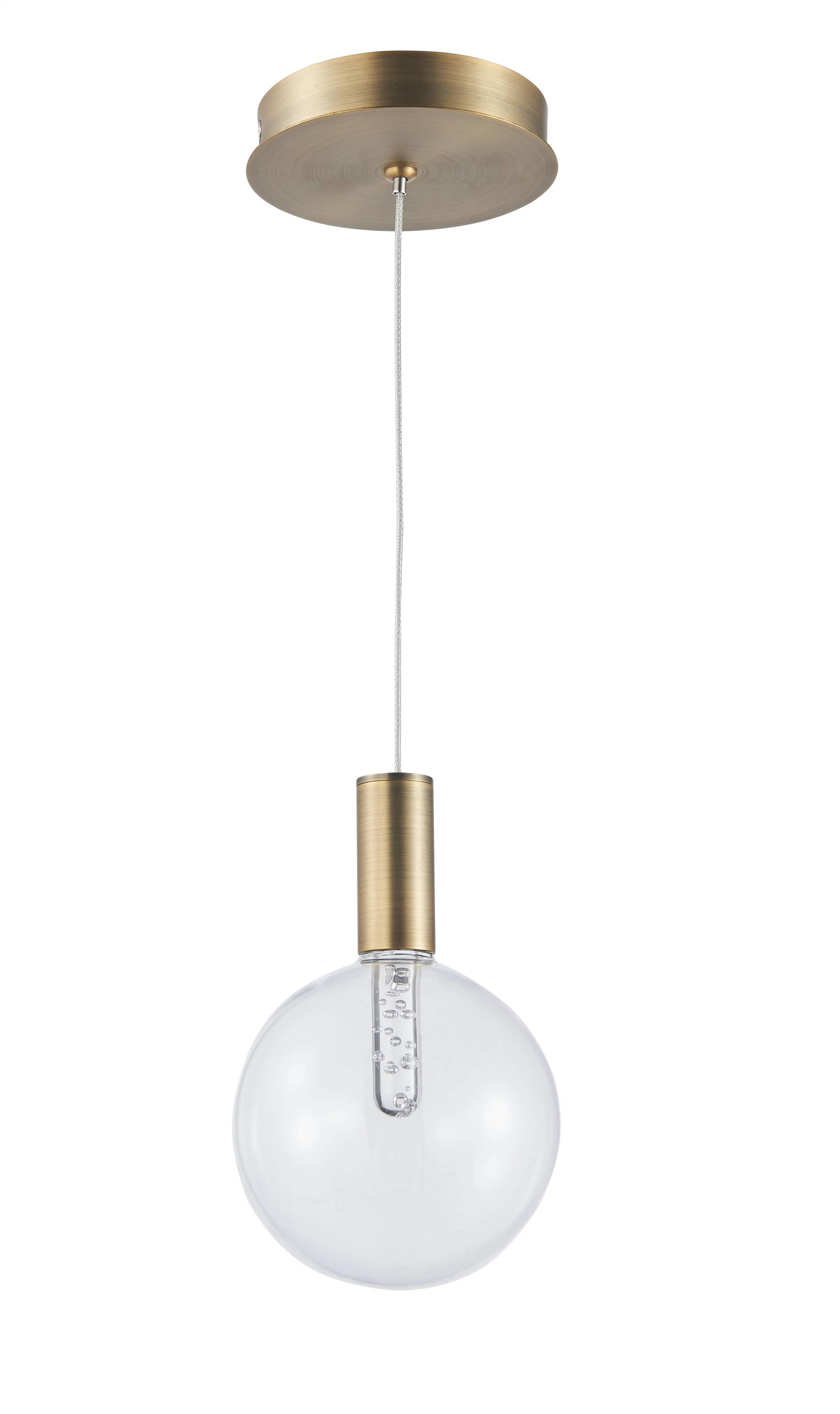 Clear Globe Aged Messing LED Pendelleuchte mit Clear Bubble Acryl (P1006)