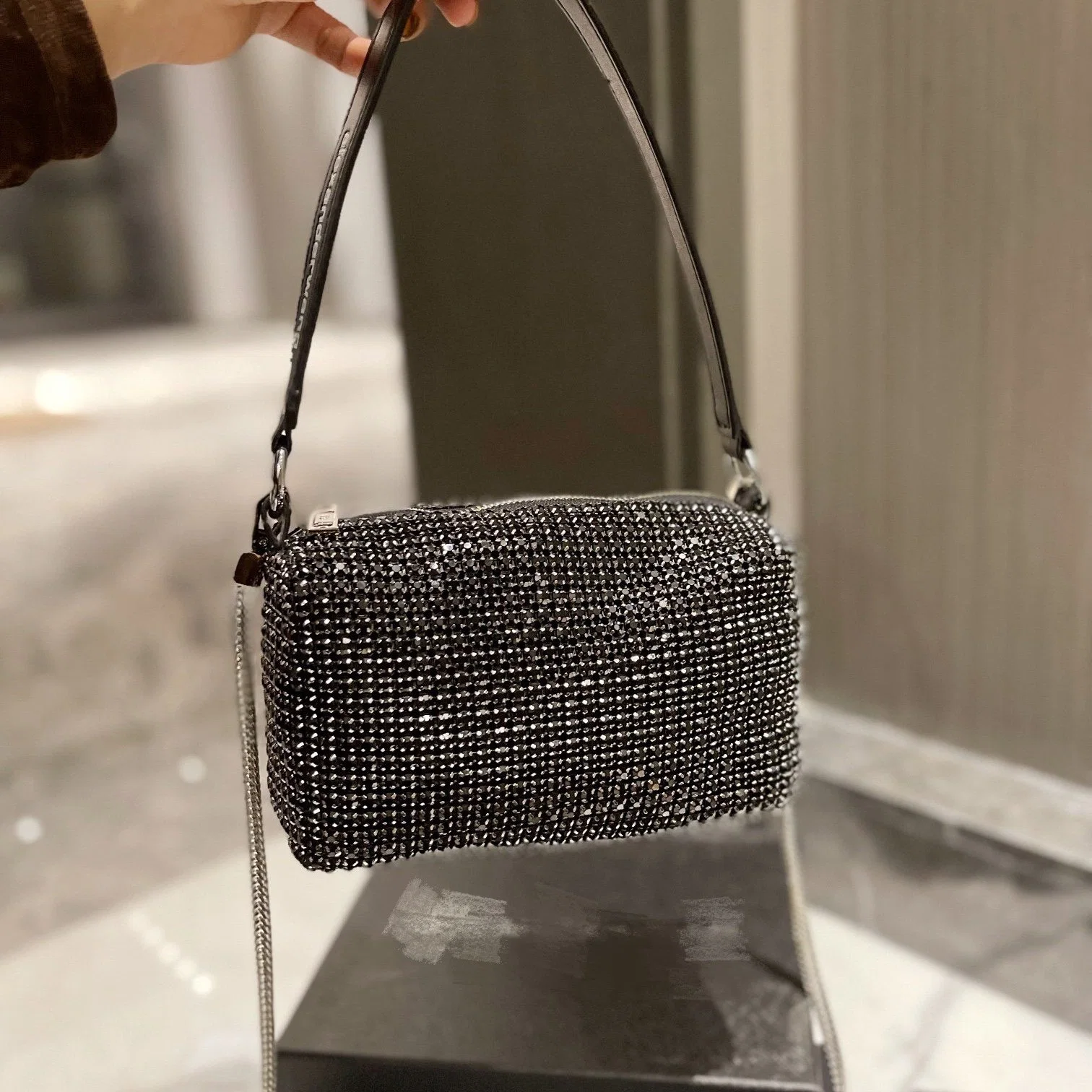 Diamond Women Shoulder Bagnew Crystal Handbags Summer Fashion Underarm Purses Luxury Totes Bling Nylon High quality/High cost performance  Classic Shiny Handbag