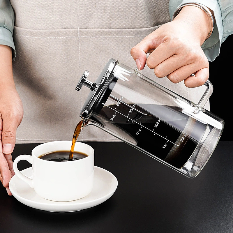 304 Café em aço inoxidável resistente ao calor de imprensa de vidro borossilicato espessadas Chá