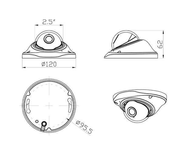 2MP 4 in 1 Ahd/Tvi/Cvi/Analog Metal Dome IR Security Camera