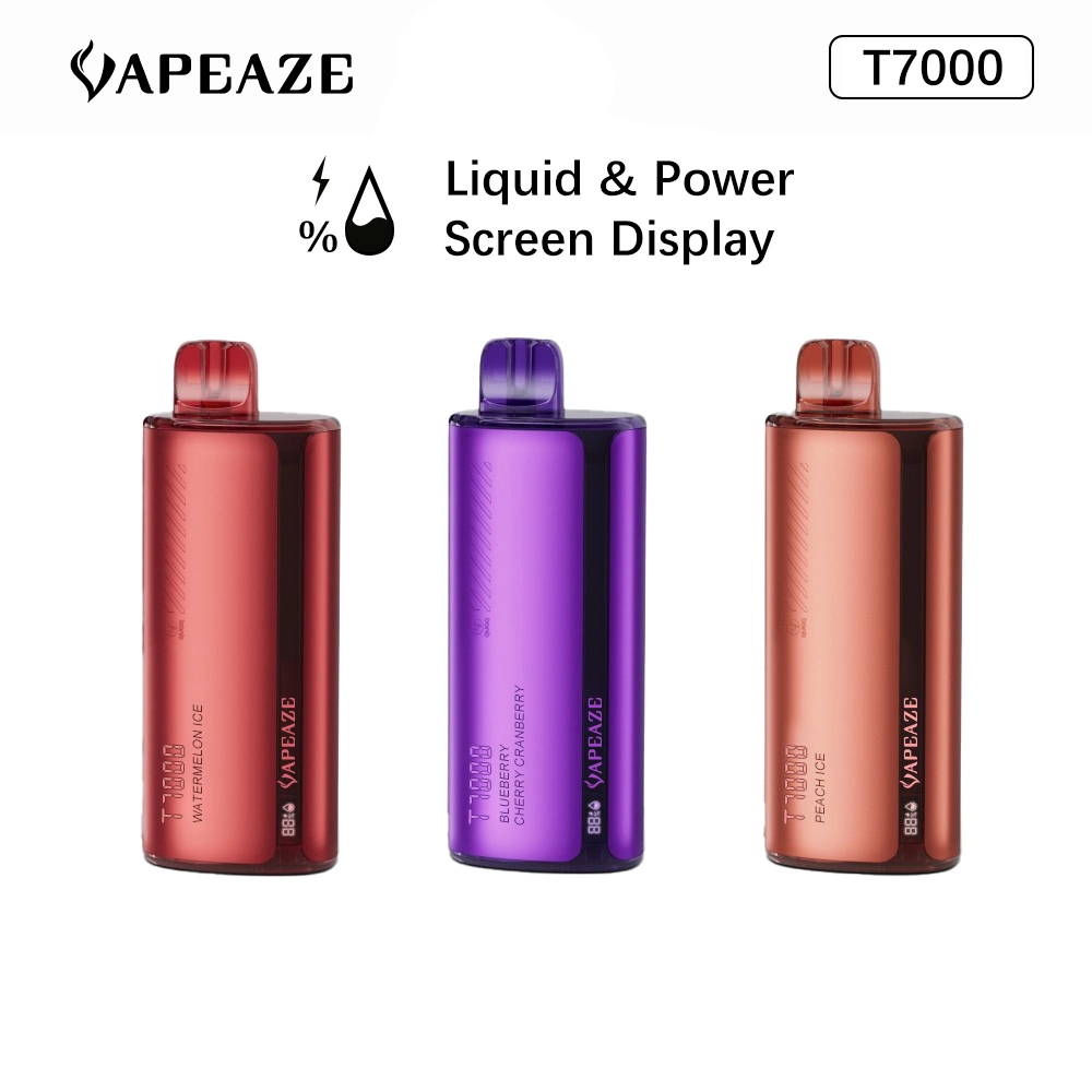 Vapeaze Liquid&amp;Power Screen Display 10000puffs Ti7000 Wholesale/Supplier Disposable/Chargeable Hookah Pen Randm Tornado 9000 bouffées