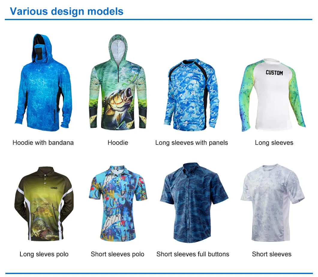 Sublimation Print Long Sleeve Quick Dry, secado rápido, humedad, correr Camisas ropa ropa de pesca