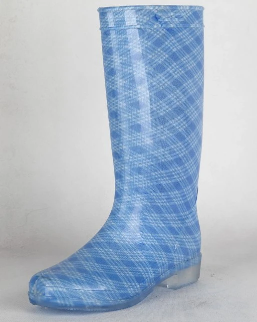 Fashionable Sexy Fancy Printing with Buckle Wide Leg Colorful Women Rain Boot