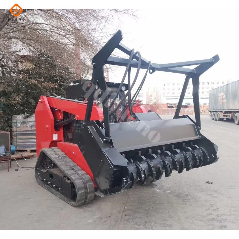 Bueno Most Powerful Skid Steer 60HP Mini Skid Steer Skid Steer Loader Skid Steer Track Loader with Stump Bucket, Trencher, Landscape Rake, Stone Screen Machine