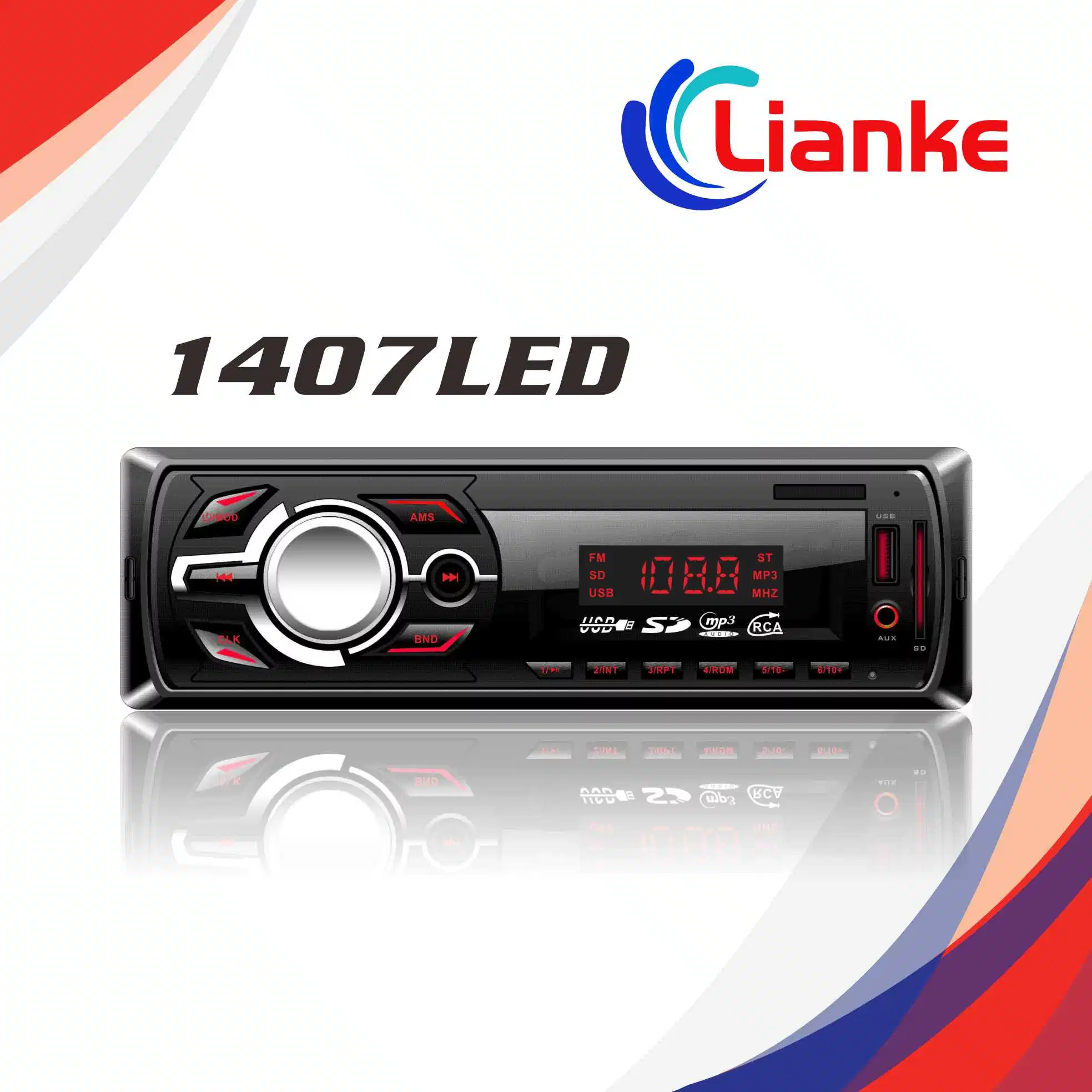 LED Screen Car Electrical 1 DIN MP3 Audio Player System Radio/1407LED