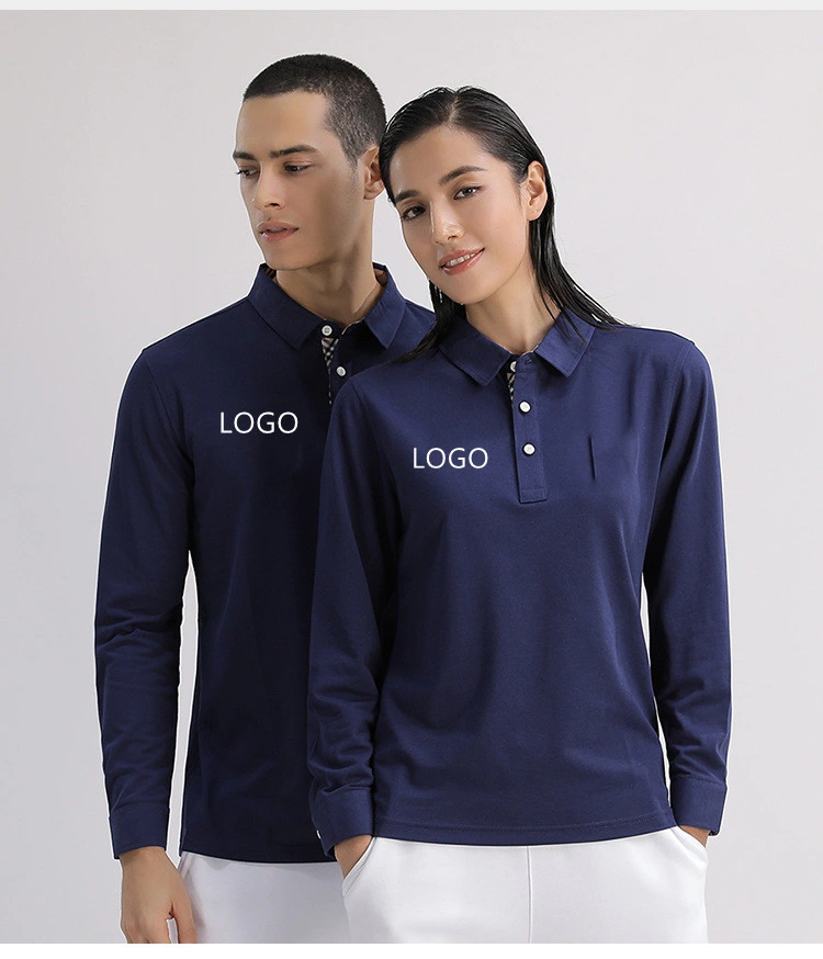 Wholesale Custom Embroidery Print Pure Cotton Long Sleeve Mens Unisex Polo Shirt