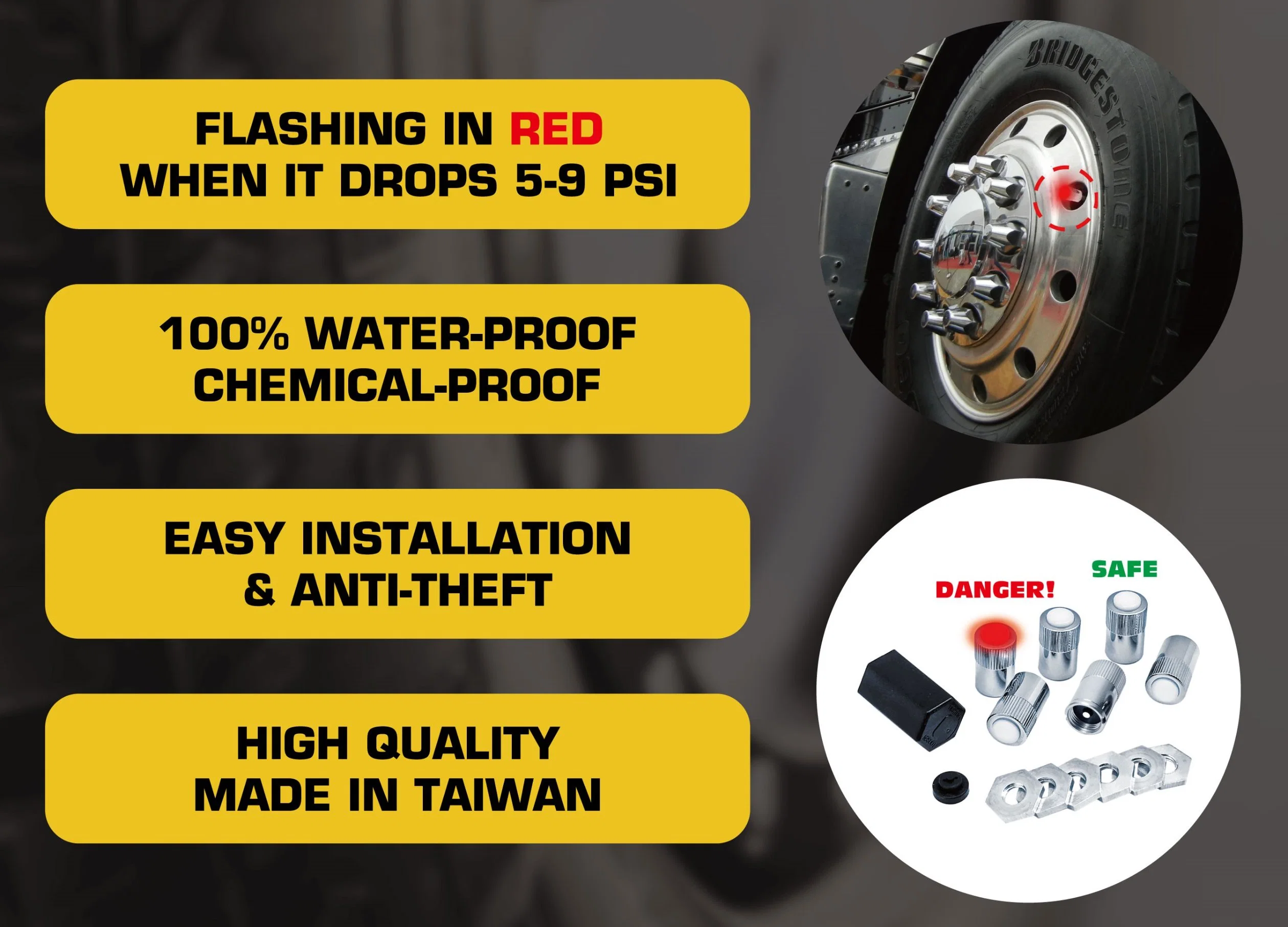 (FS-109BC) tampas LED do TPMS sistema de monitorização da pressão dos pneus