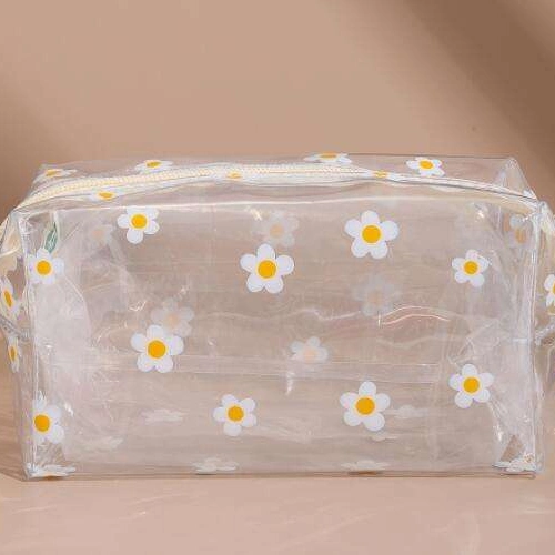 Herz Floral PVC transparent wasserdichte Make-up-Tasche