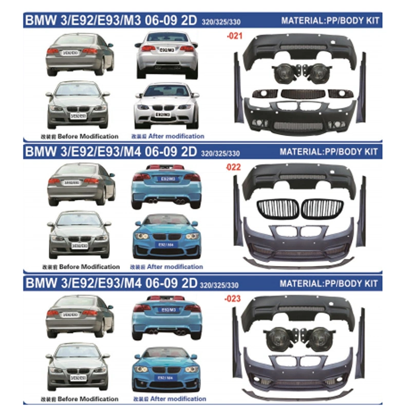 Piezas de carrocería/Kits de carrocería/parachoques delantero/parachoques trasero/rejilla para BMW /Benz G20/Gw176/W209/W212/W213/E92