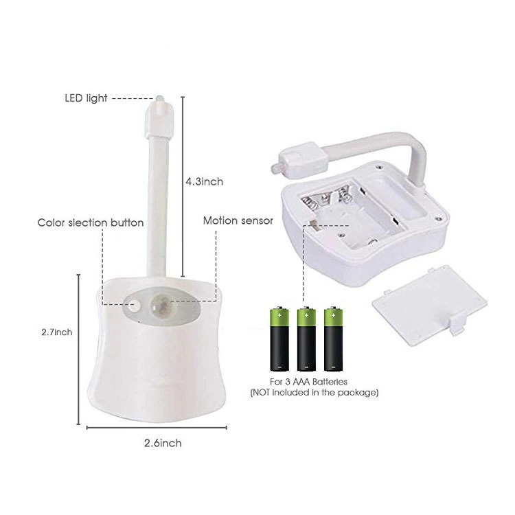 LED Toilet Night Light, Toilet Light with Motion Sensor LED 8 Colors -16-Color Changing Toilet Light Bathroom