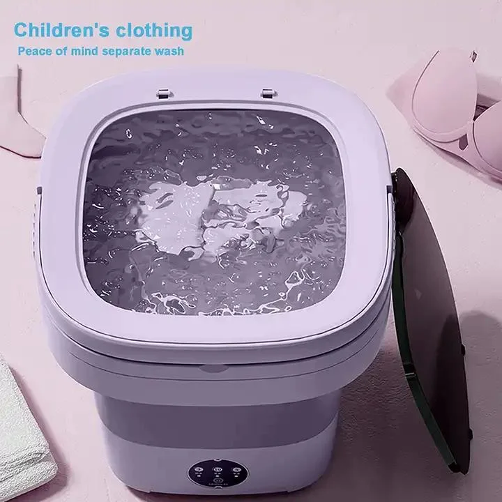 8L Mini Foldable Washing Machine with Spin Dryer for Underwear Socks