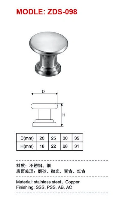 La perilla del Gabinete de acero inoxidable muebles de cocina se encarga de tirar la puerta de Hardware de accesorios de torno