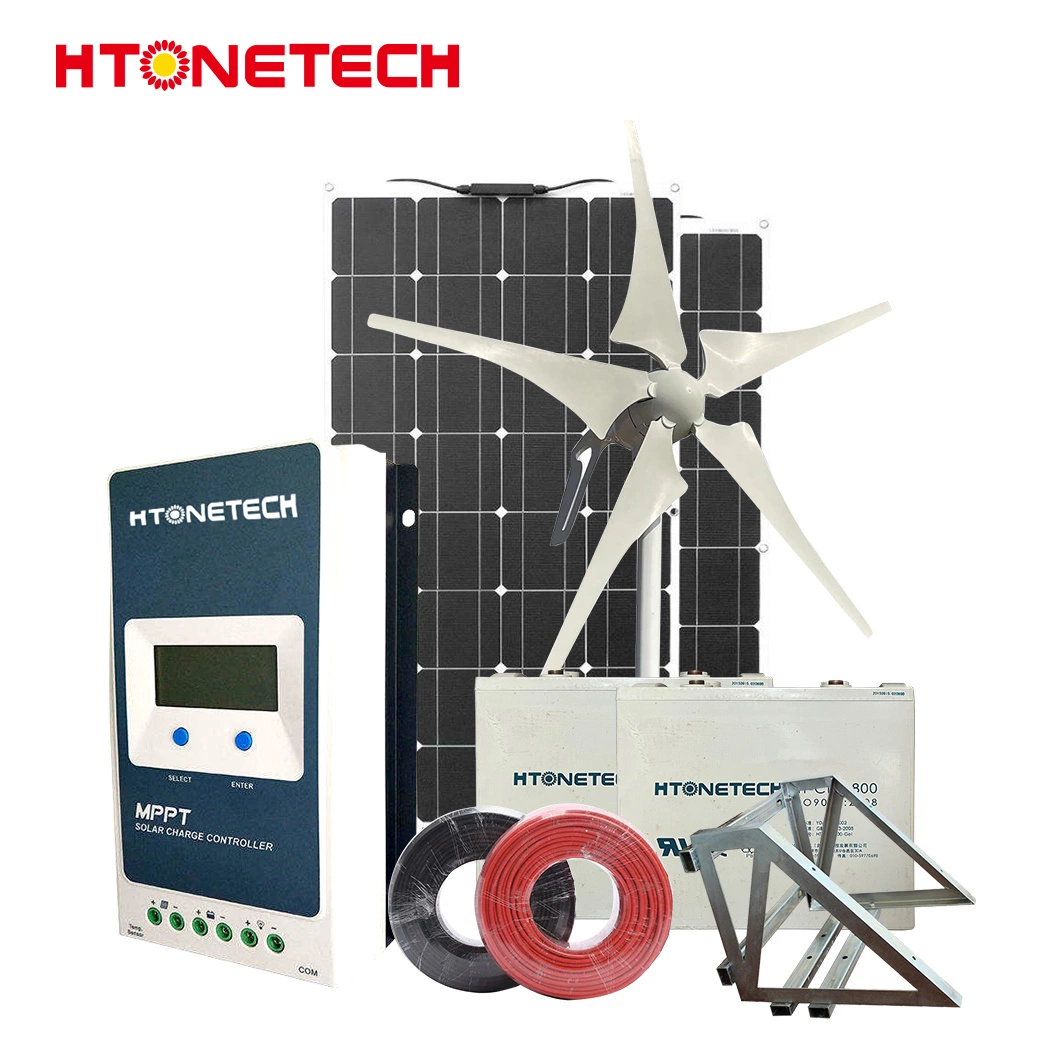 Htonetech 16W Panneau Solaire Mono Usine Solaire Éolien et Hydroélectrique Chine Système d'Énergie Éolienne Domestique avec Générateur d'Énergie Éolienne 1kw