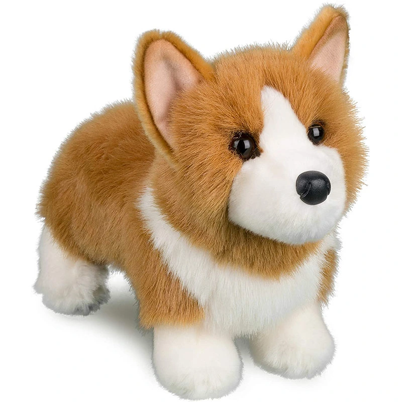 Custom 30cm Soft Fluffy perro de peluche juguetes peluches de realismo de los animales de peluche Corgi