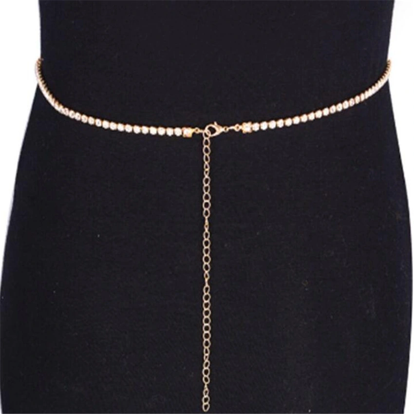 Sexy Gold Plated Diamond Crystal Tennis Butterfly Waist Belly Chain