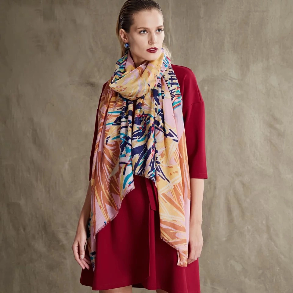 Custom Design Wool Scarves Digital Printed Shawl