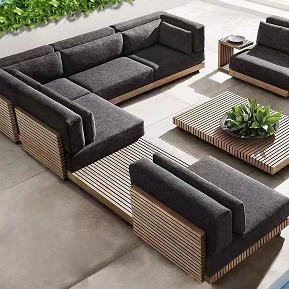 Garden Sets Outdoor Patio Teak Wood Living Room Sofa Set Furniture