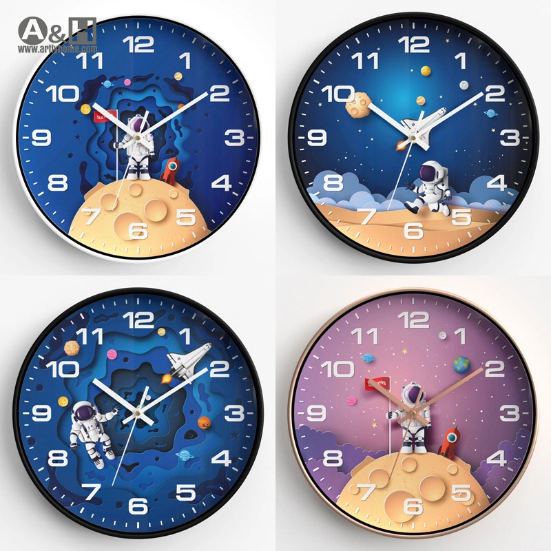 Horloge murale en plastique pour la maison, la chambre des enfants, le salon, avec une décoration de dessin animé.