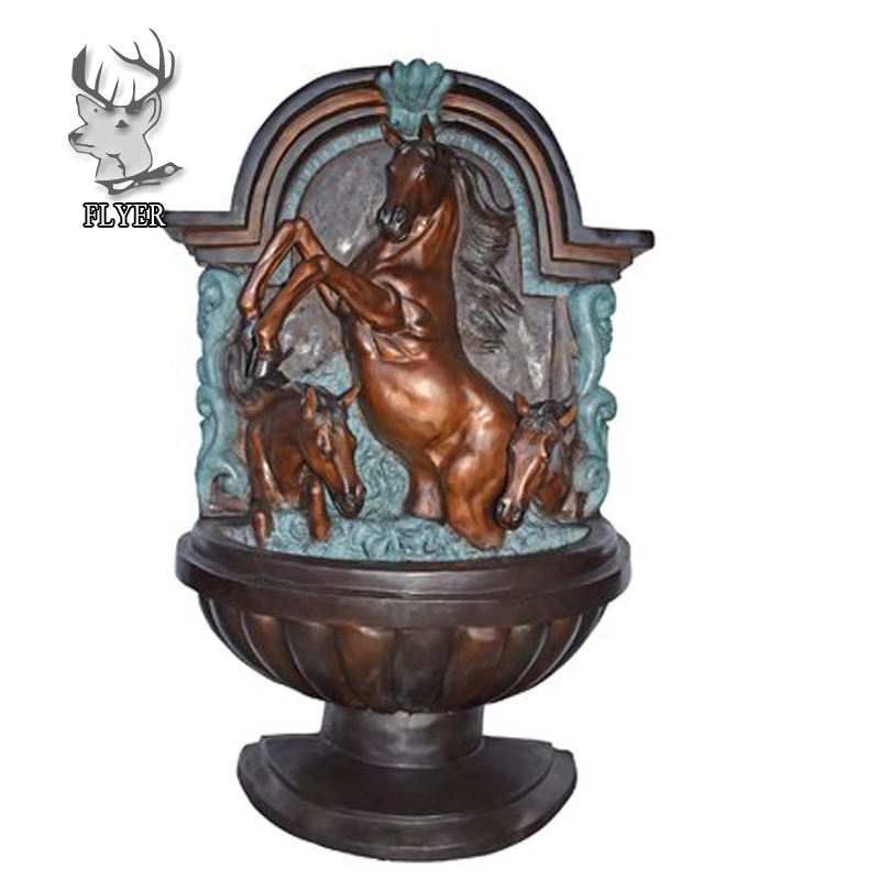 Home Garden Decorative Arabian Horse Drinking Fountain Bronze Horse Head Wall fountain