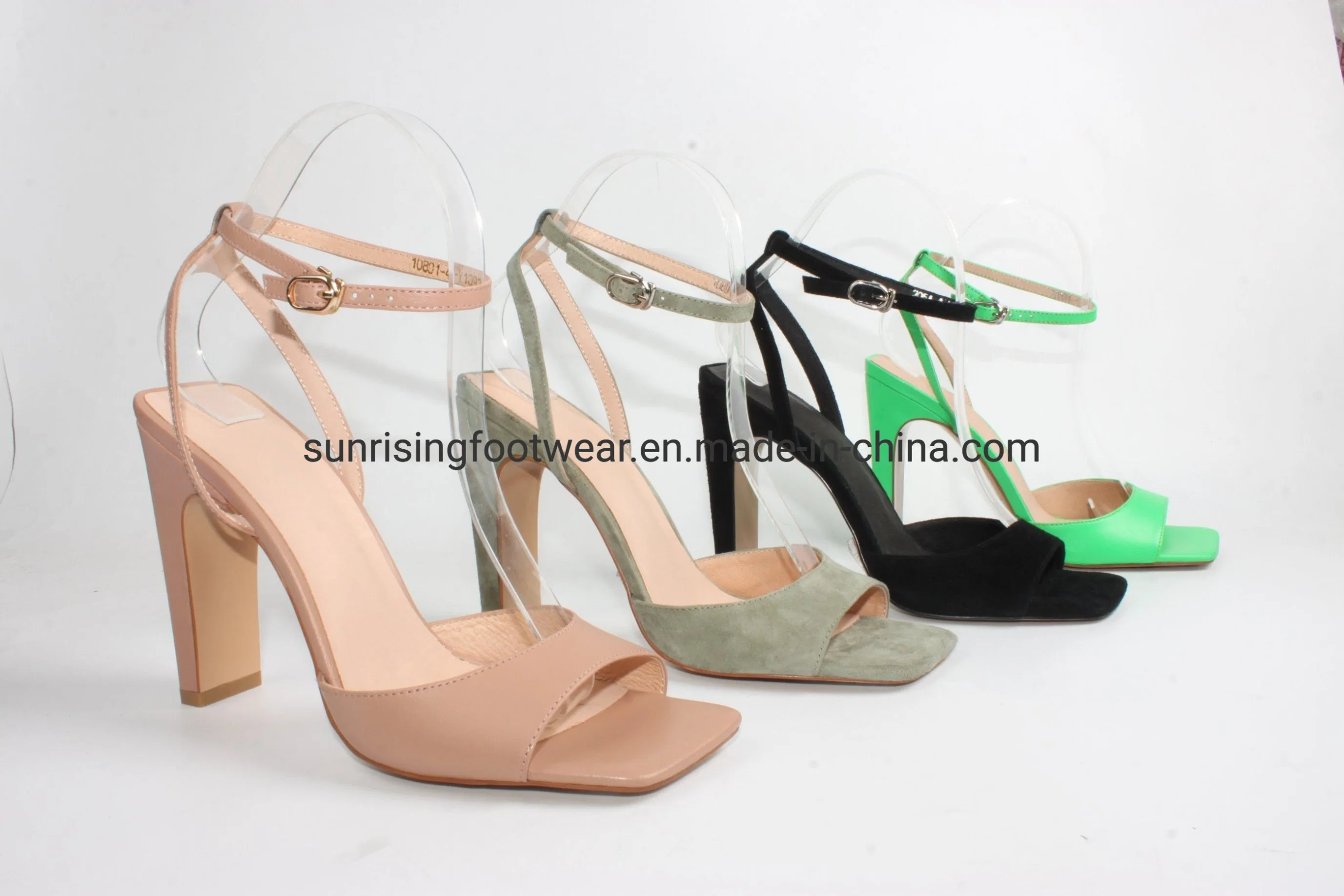 Ladies Fashion Block Heel Ankle Strap Fashion Square Toe Sandal Shoes
