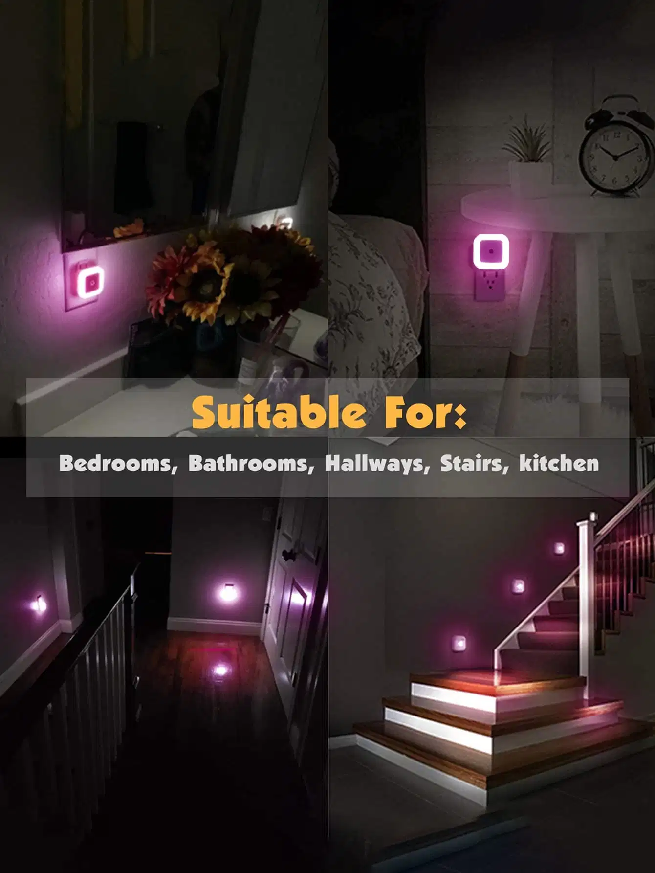 OEM Lámpara con sensor automático el anochecer al amanecer para el bebé dormitorio W081 Nosotros enchufe europeo en forma cuadrada del sensor LED de luz de noche